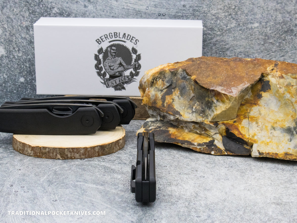 BergBlades Mini Sweeney Full DLC and Stonewashed Titanium Polished and Tumbled Bright DLC Magnacut