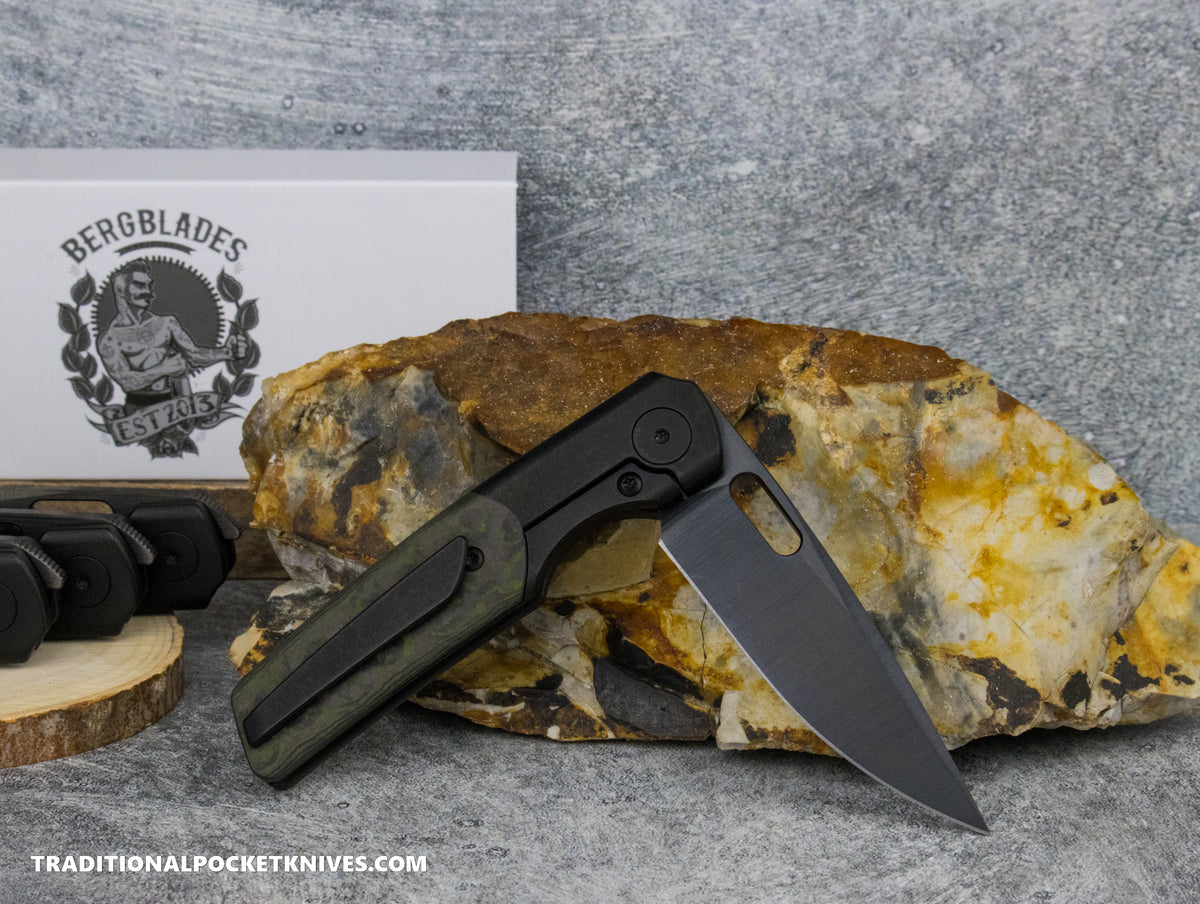 BergBlades Mini Sweeney Fat Carbon Forest Eye DLC Titanium Satin and Bright DLC Magnacut