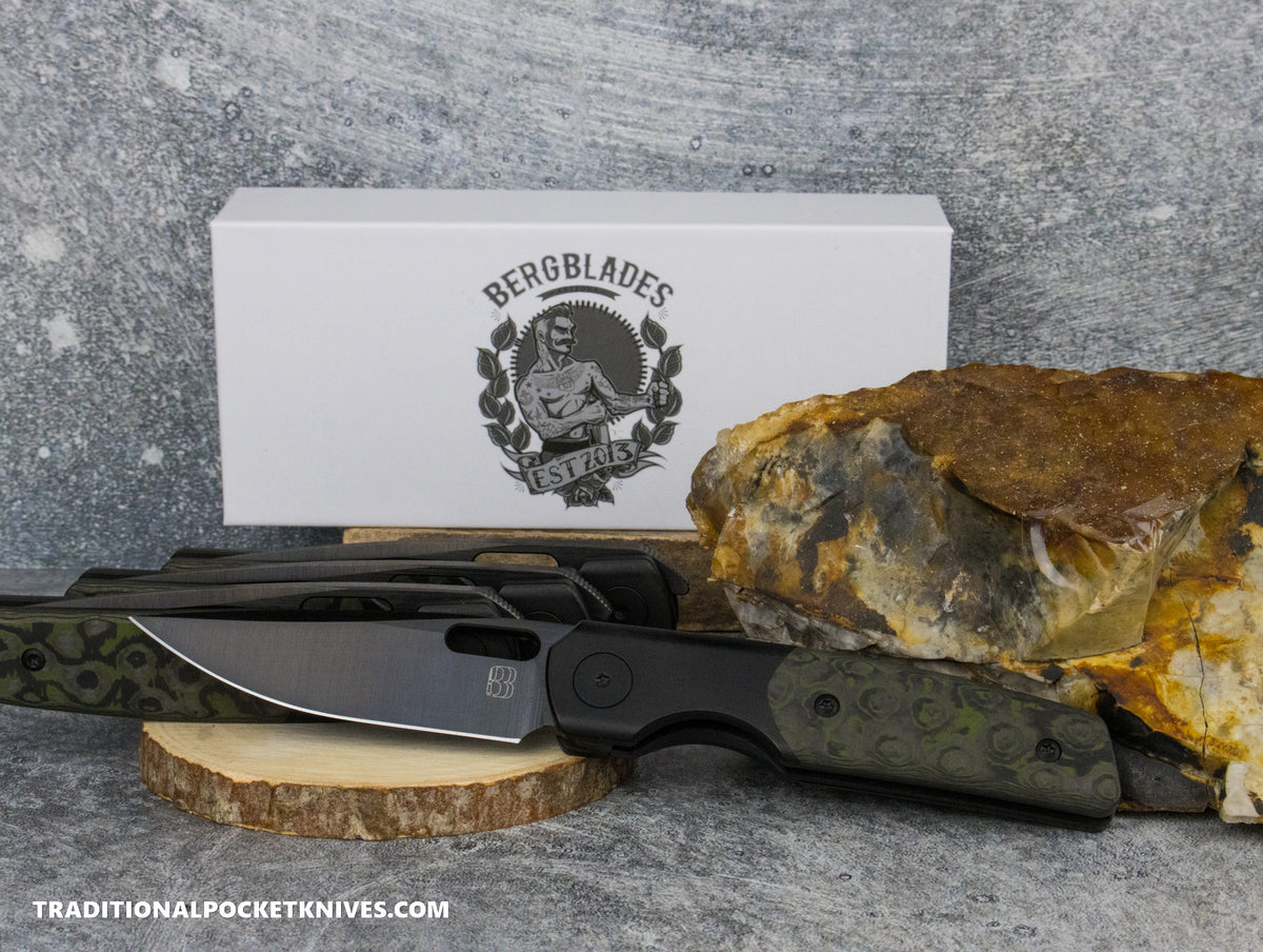 BergBlades Mini Sweeney Fat Carbon Forest Eye DLC Titanium Satin and Bright DLC Magnacut