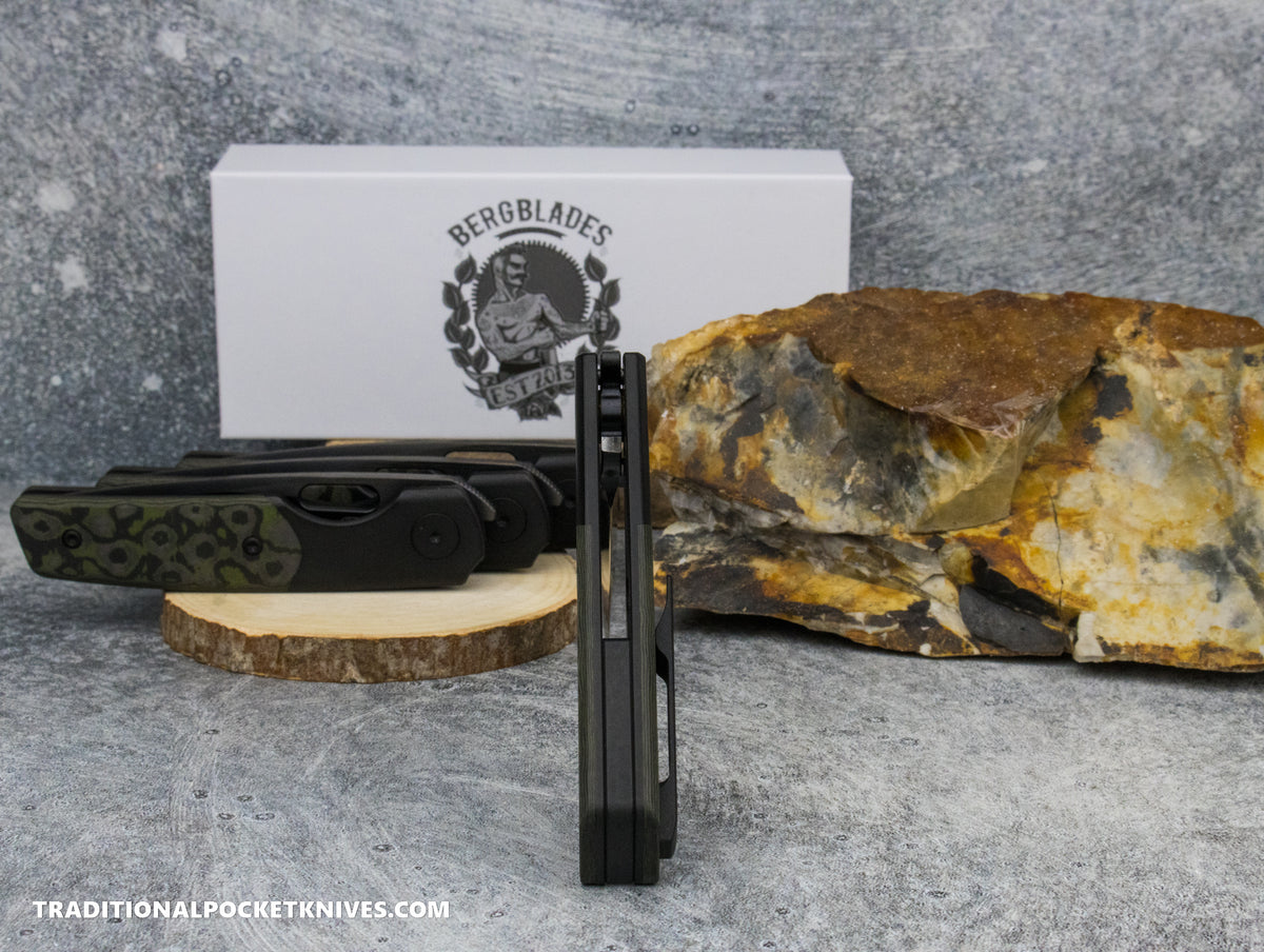 BergBlades Mini Sweeney Fat Carbon Forest Eye DLC Titanium Satin and Bright DLC Magnacut