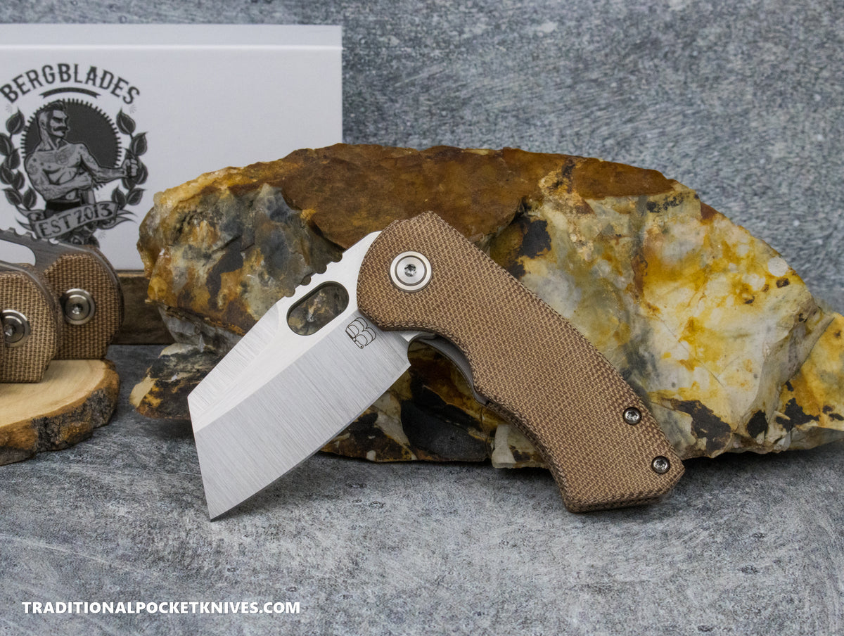 BergBlades Mini SLim 2.0 Natural Micarta S90V Machine Satin