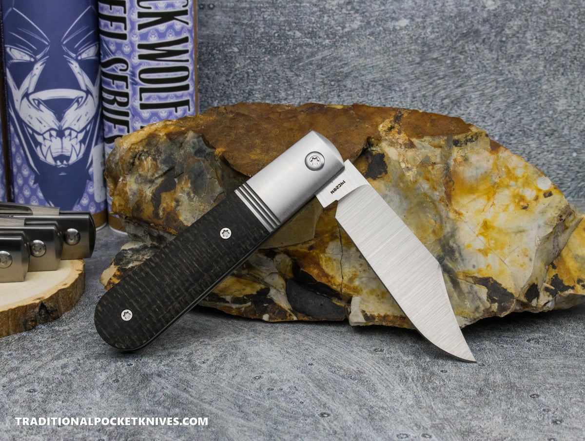 Jack Wolf Knives Big Bro Jack Black Burlap Micarta - Steel Series