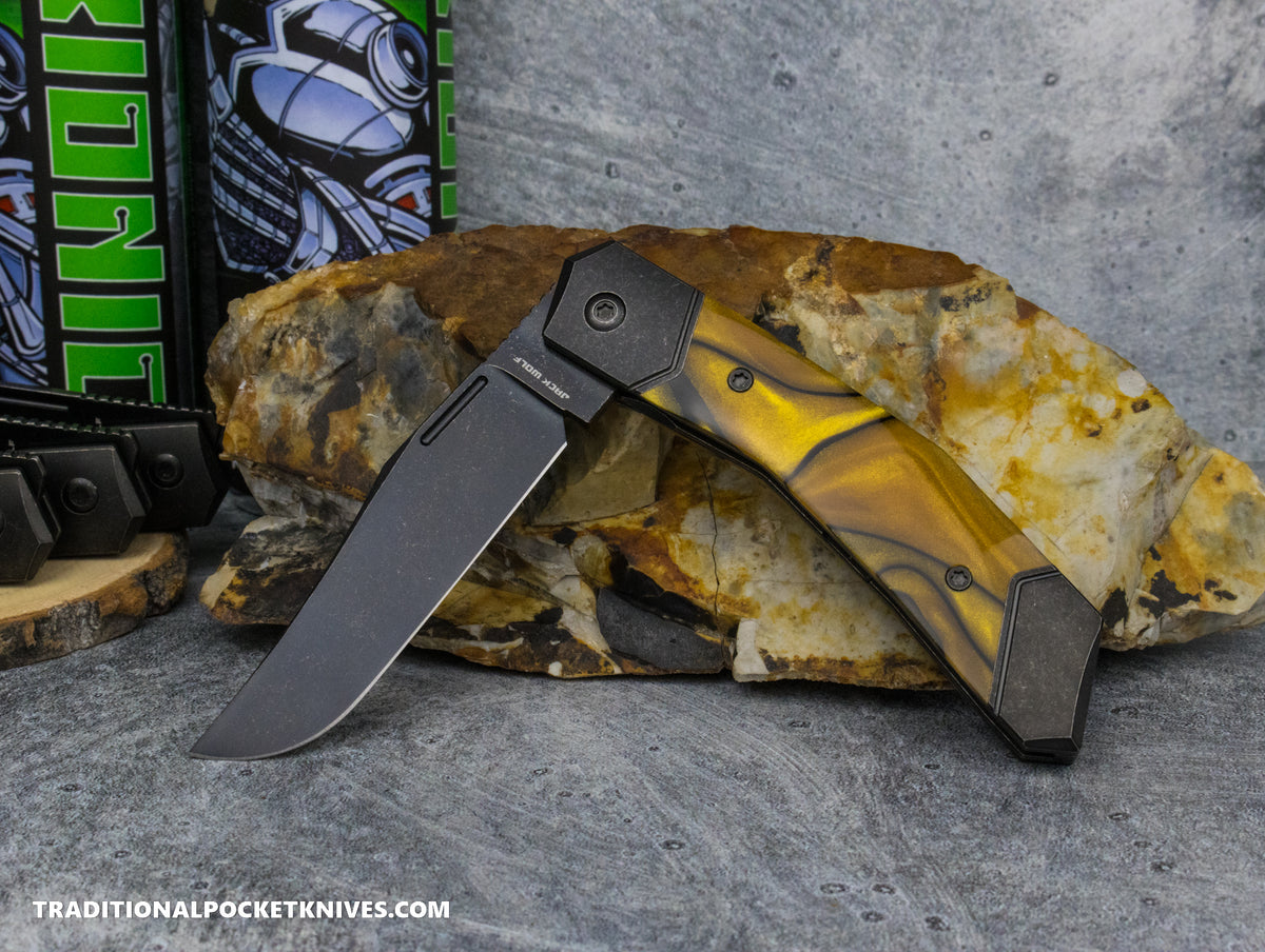 Jack Wolf Knives Bionic Jack Kirinite Liquid Gold Blackwash