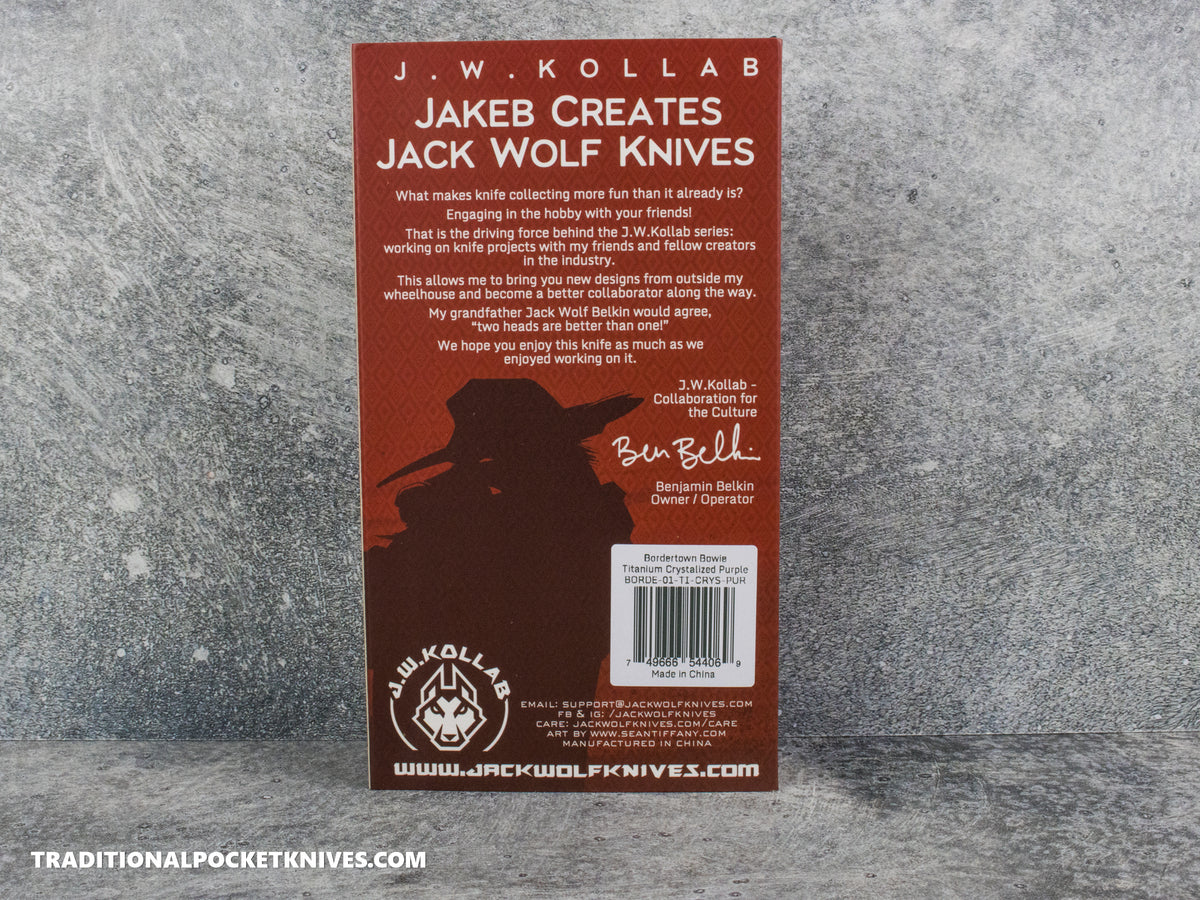 Jack Wolf Knives Bordertown Bowie Titanium Crystalized Purple - J.W. Kollab Series