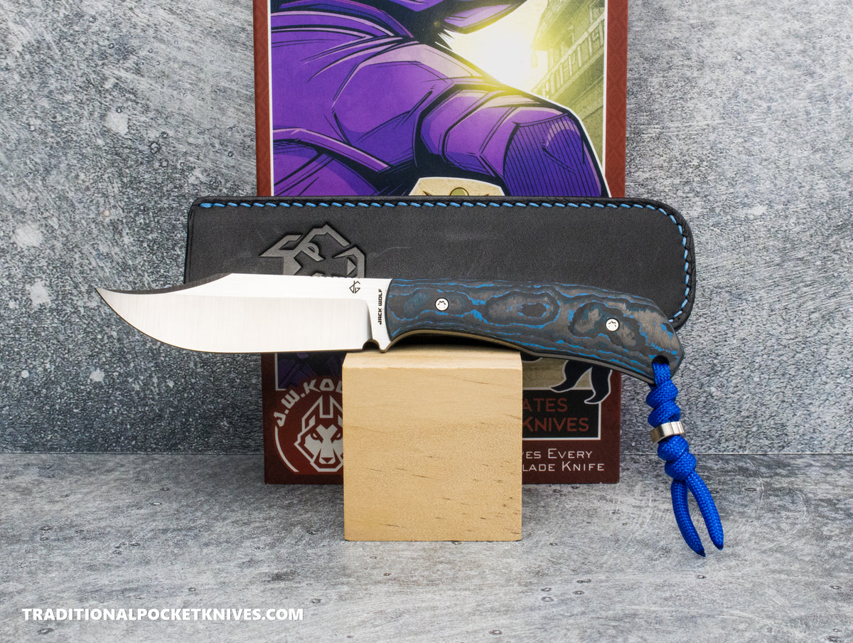 Jack Wolf Knives Bordertown Bowie Fat Carbon Arctic Storm - J.W. Kollab Series