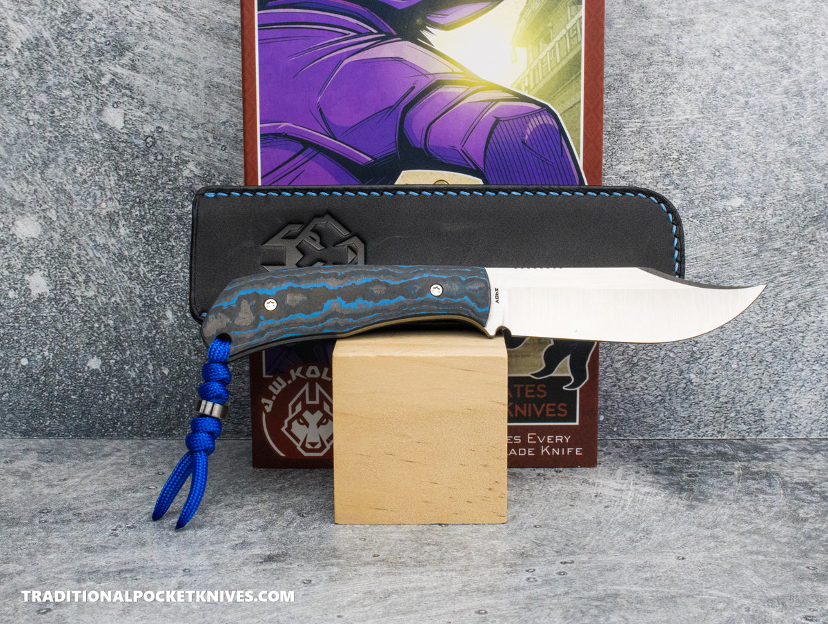 Jack Wolf Knives Bordertown Bowie Fat Carbon Arctic Storm - J.W. Kollab Series