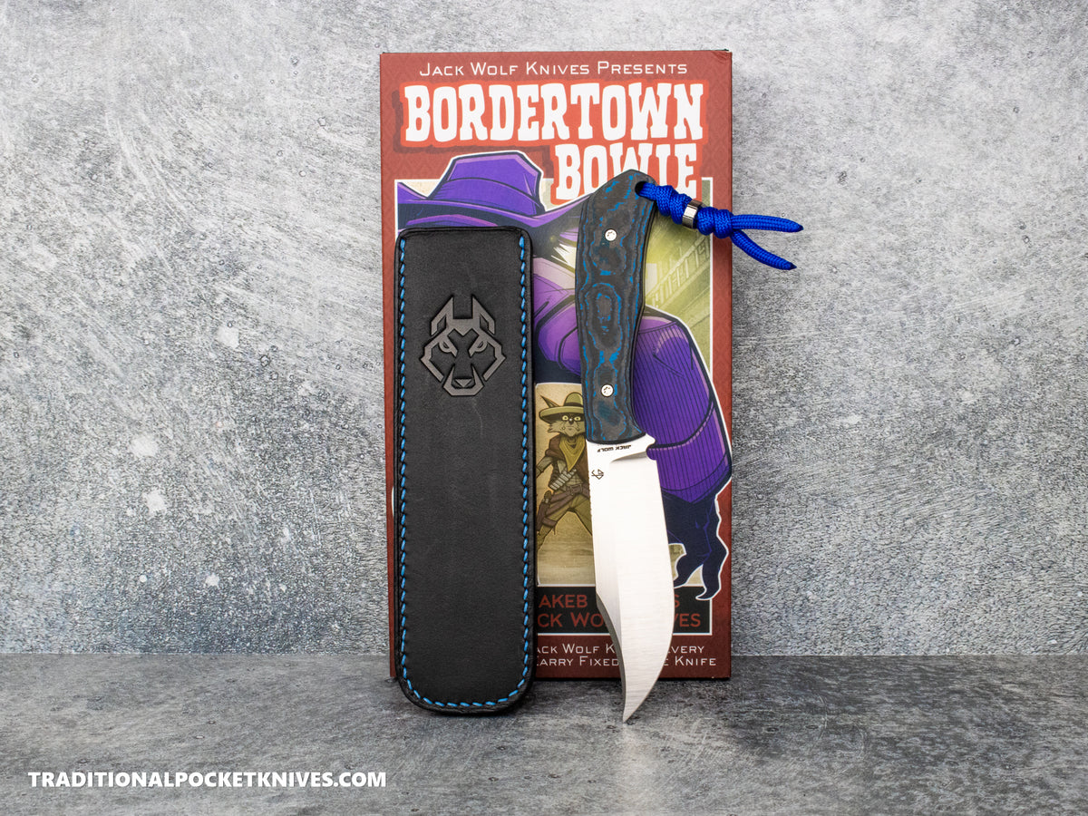Jack Wolf Knives Bordertown Bowie Fat Carbon Arctic Storm - J.W. Kollab Series