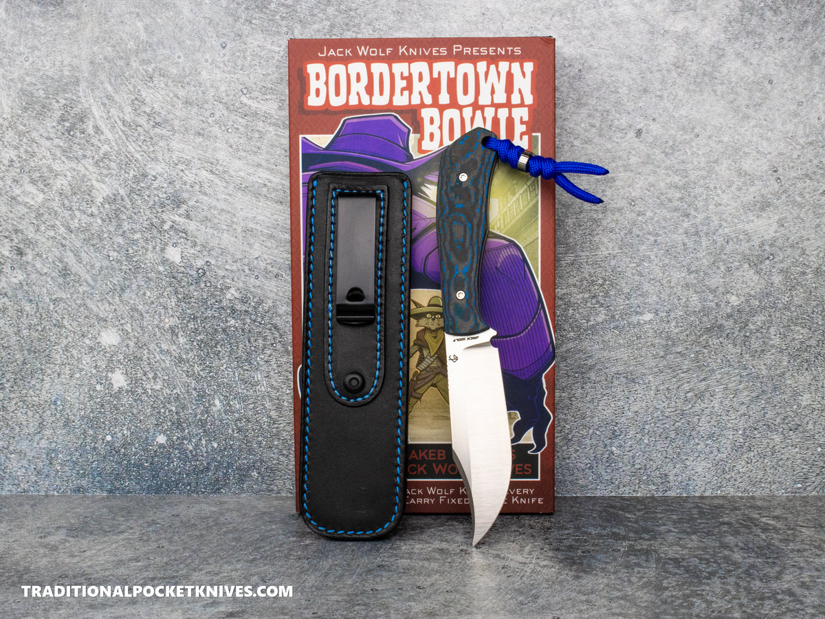 Jack Wolf Knives Bordertown Bowie Fat Carbon Arctic Storm - J.W. Kollab Series
