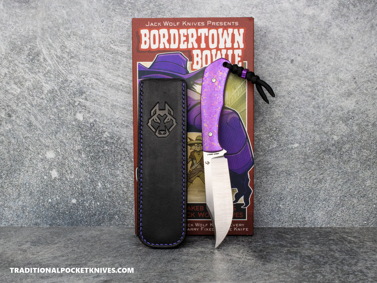 Jack Wolf Knives Bordertown Bowie Titanium Crystalized Purple - J.W. Kollab Series