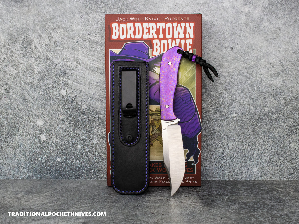 Jack Wolf Knives Bordertown Bowie Titanium Crystalized Purple - J.W. Kollab Series