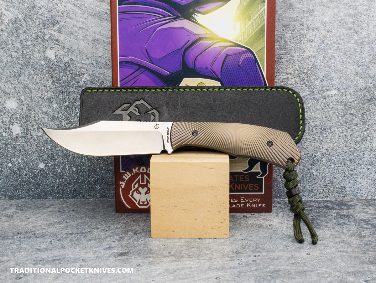 Jack Wolf Knives Bordertown Bowie Titanium Starburst - J.W. Kollab Series