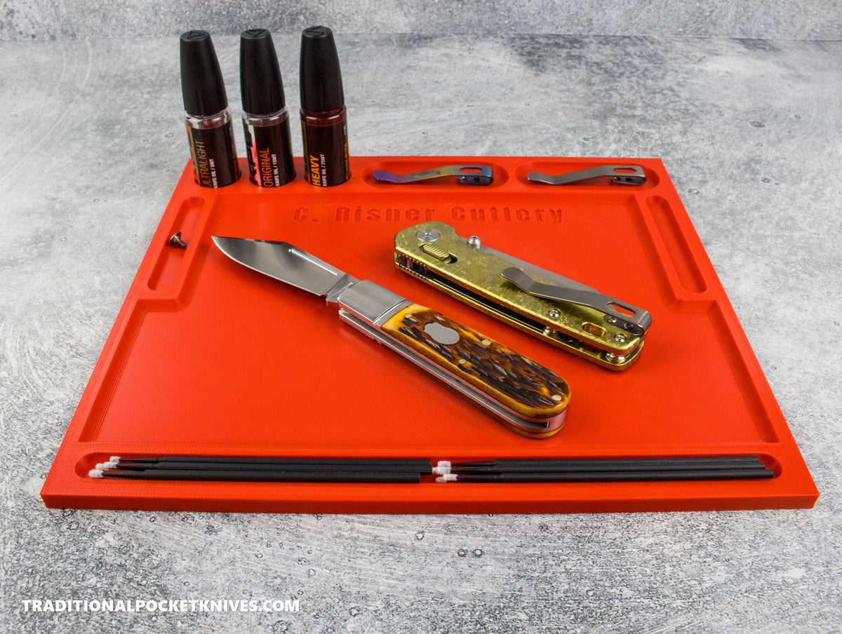 C. Risner Cutlery Knife Maintenance Breakdown Tray Red