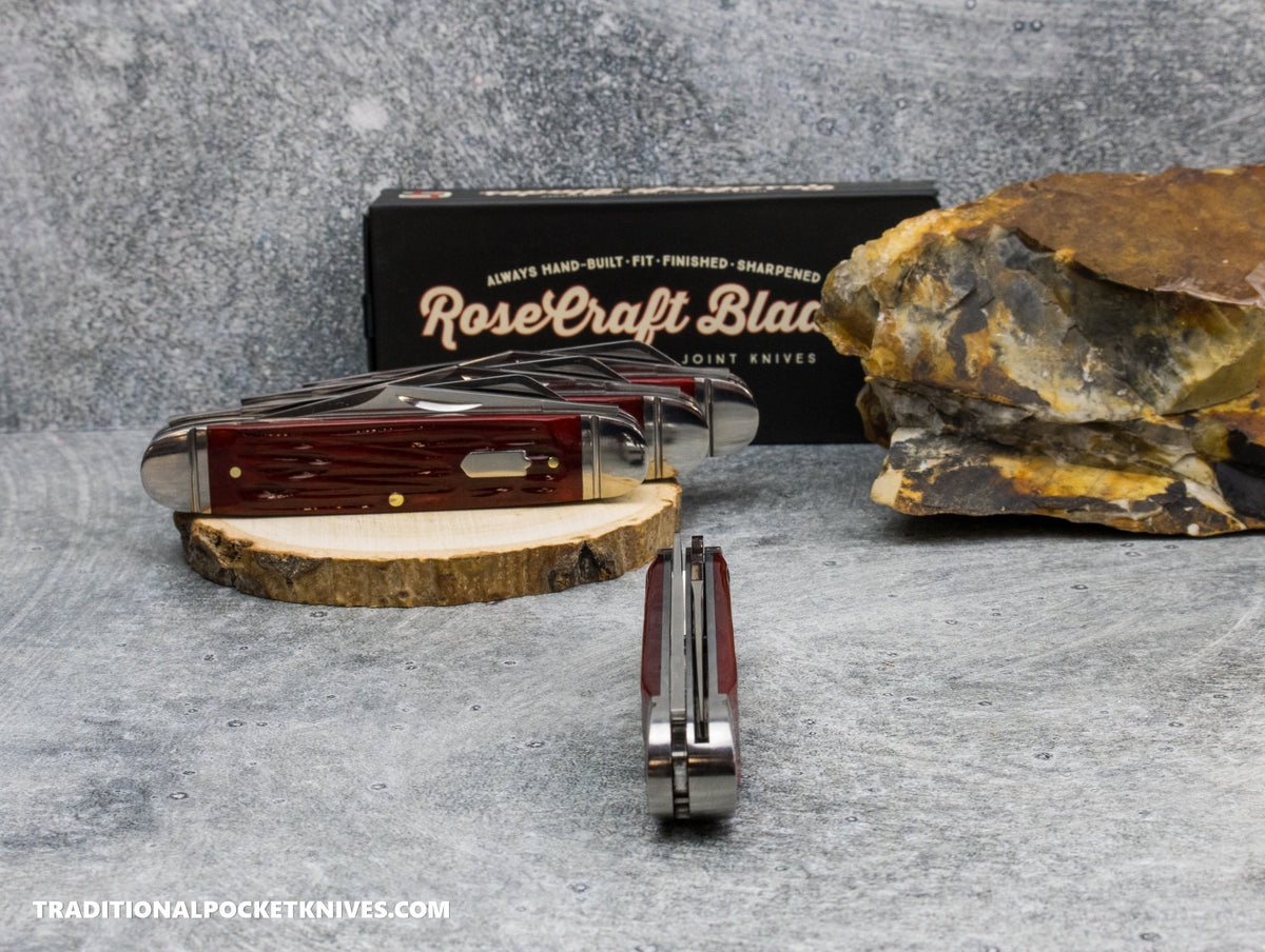 RoseCraft Blades Briarpatch Jack Red Jigged Bone (RCT012-RJB)