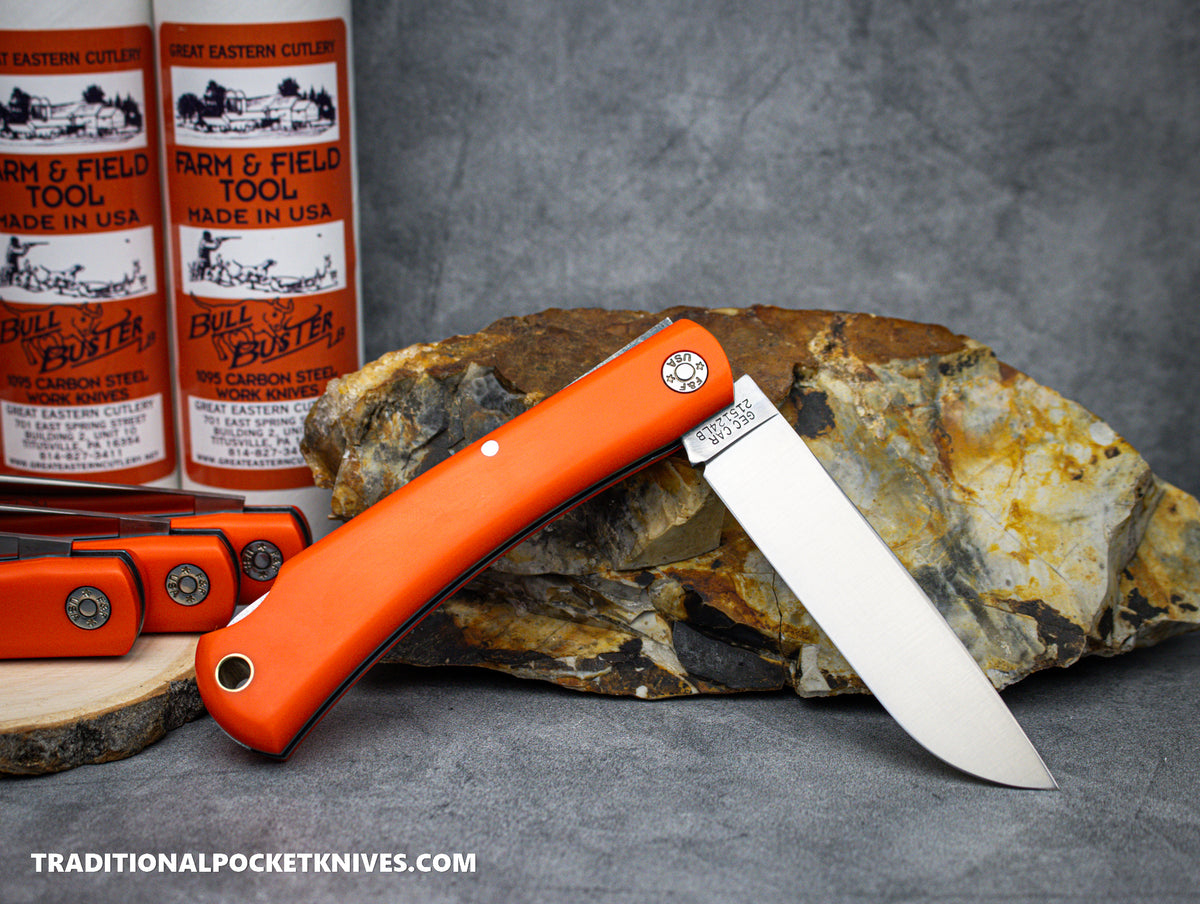 Great Eastern Cutlery #215124LB Farm and Field Tool Bull Buster Lockback Orange Delrin