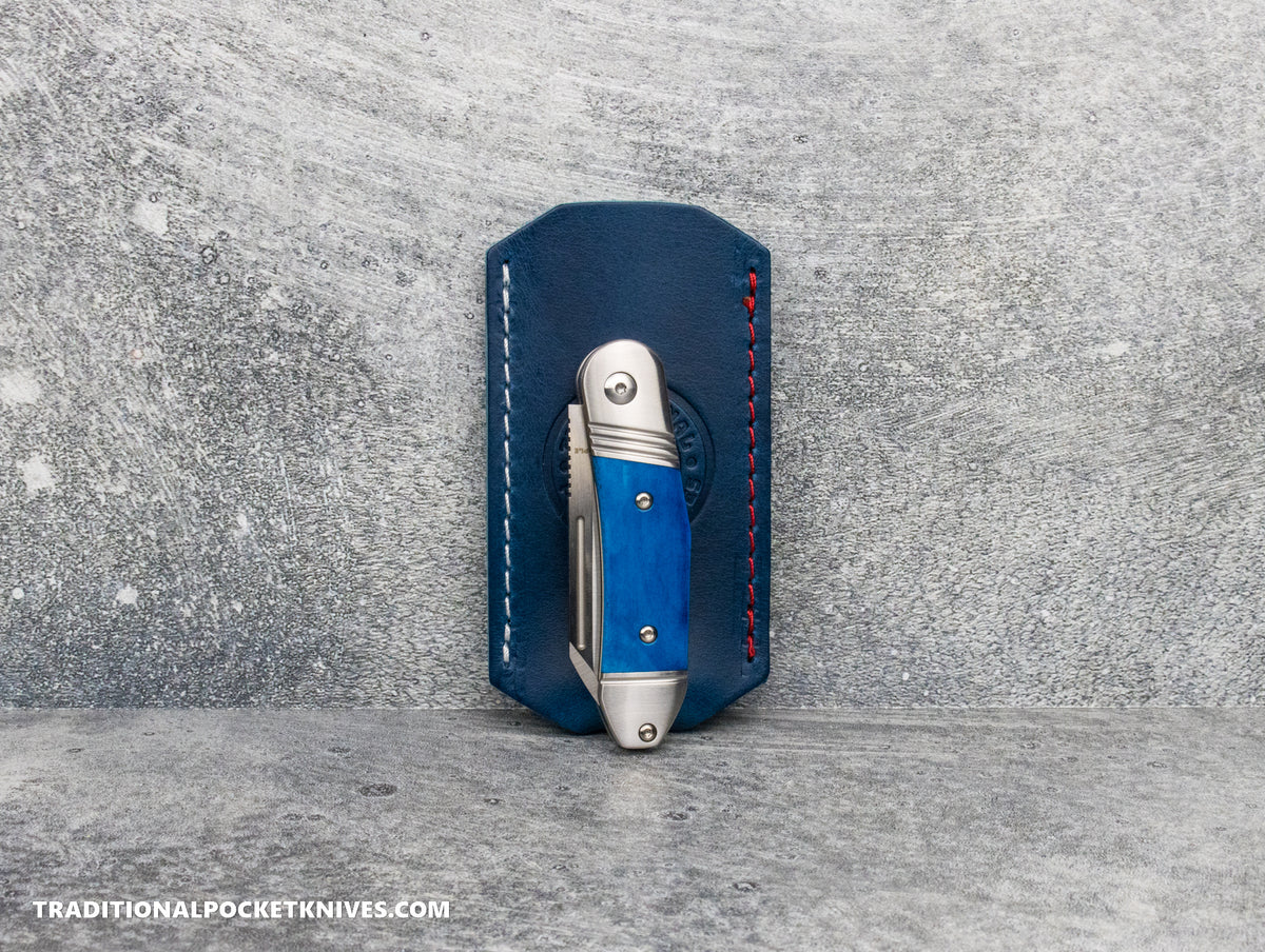 C. Risner Cutlery Premium Logo Leather Knife Slip Small - Patriot Blue Buttero