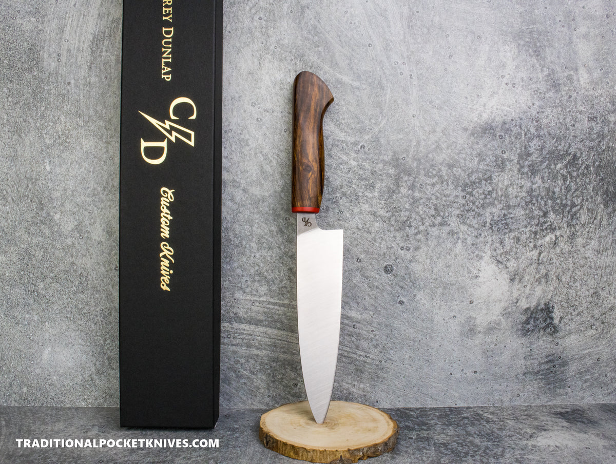 Corey Dunlap Custom Knives Inazuma Petty Knife Ironwood 6" AEB-L Belt Satin