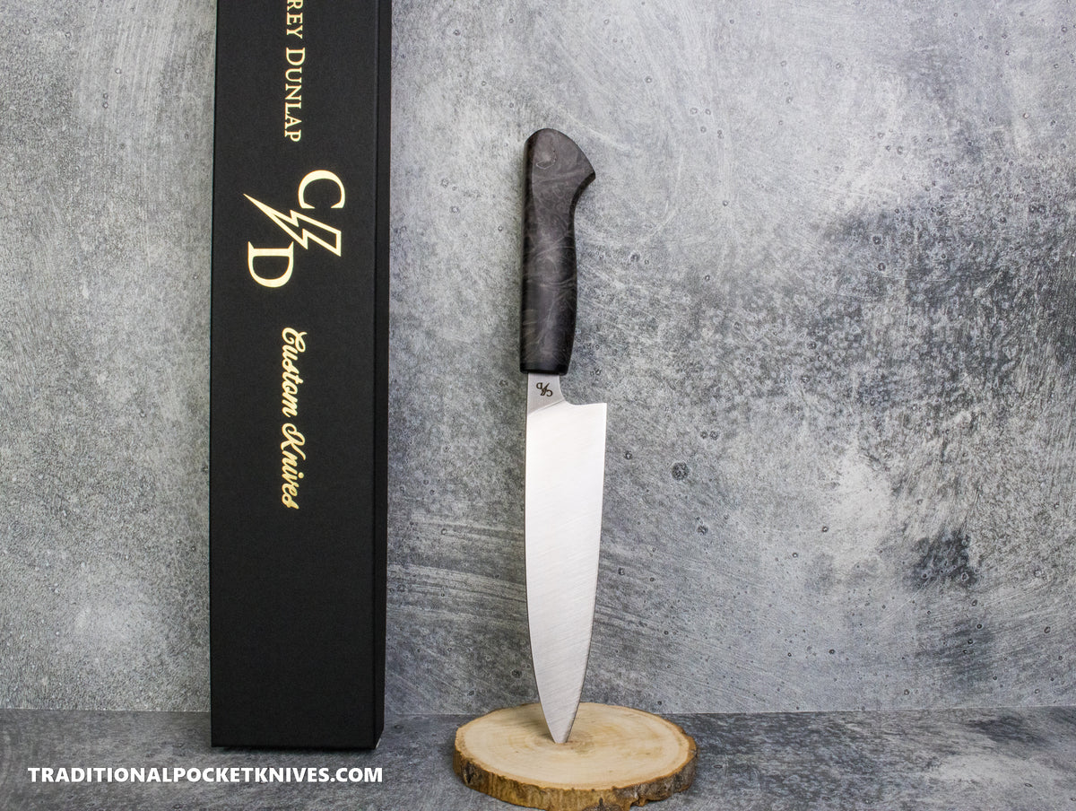 Corey Dunlap Custom Knives Inazuma Petty Knife Burlwood 6" AEB-L Belt Satin