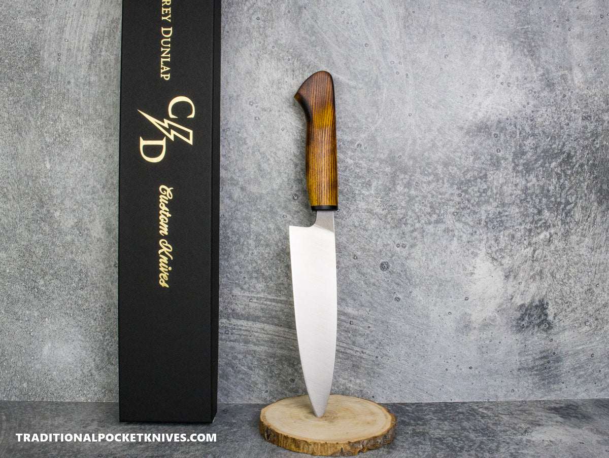 Corey Dunlap Custom Knives Inazuma Petty Knife Seared Osage Wood 6" AEB-L Belt Satin