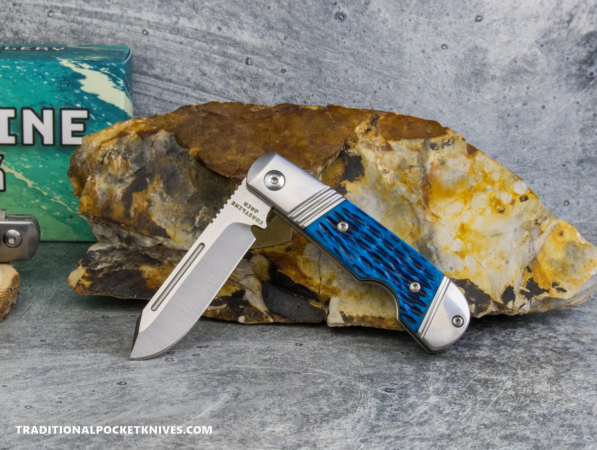 Coastline Jack: Blue Jigged Bone - Modified Spey Blade 154CM