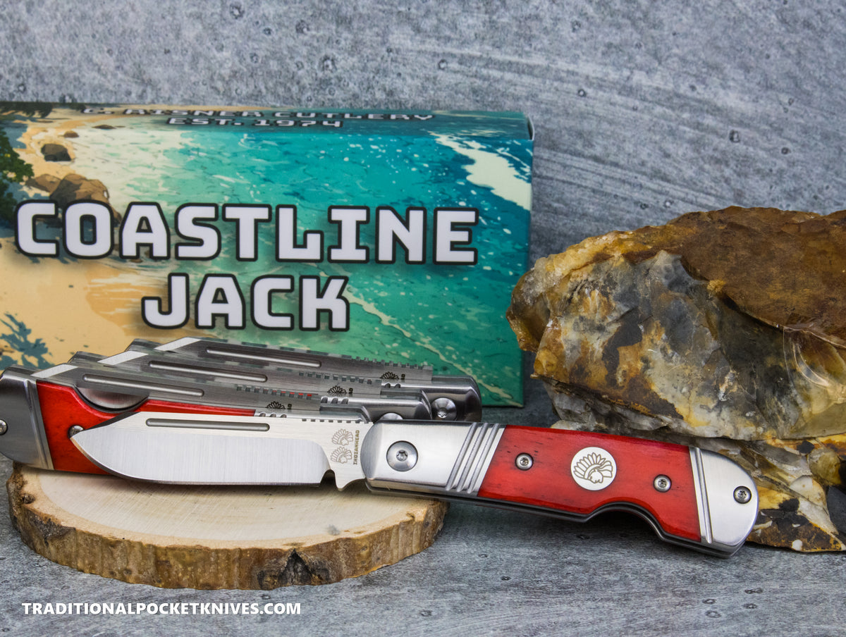 Coastline Jack: Indian Head Red Smooth Bone - Modified Spey Blade 154CM