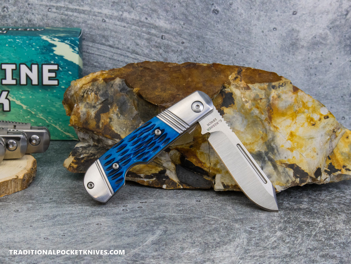 Coastline Jack: Blue Jigged Bone - Modified Spey Blade 154CM