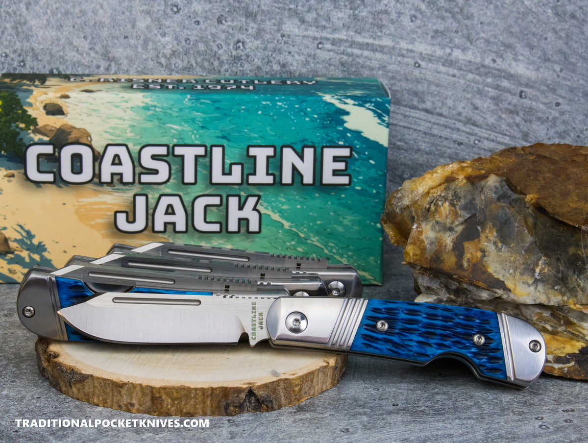 Coastline Jack: Blue Jigged Bone - Modified Spey Blade 154CM