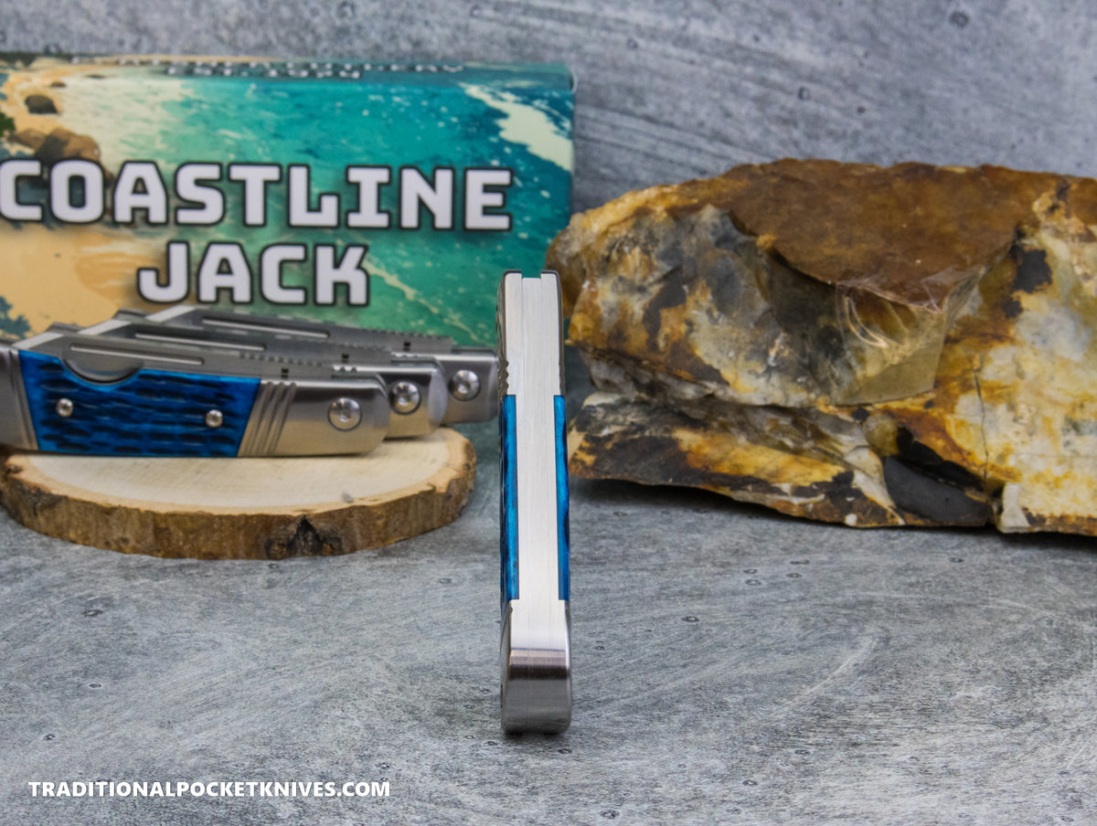 Coastline Jack: Blue Jigged Bone - Modified Spey Blade 154CM