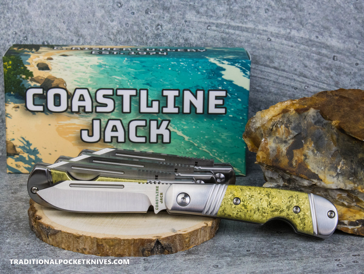 Coastline Jack: Gold Crystalized Titanium - Modified Spey Blade 154CM