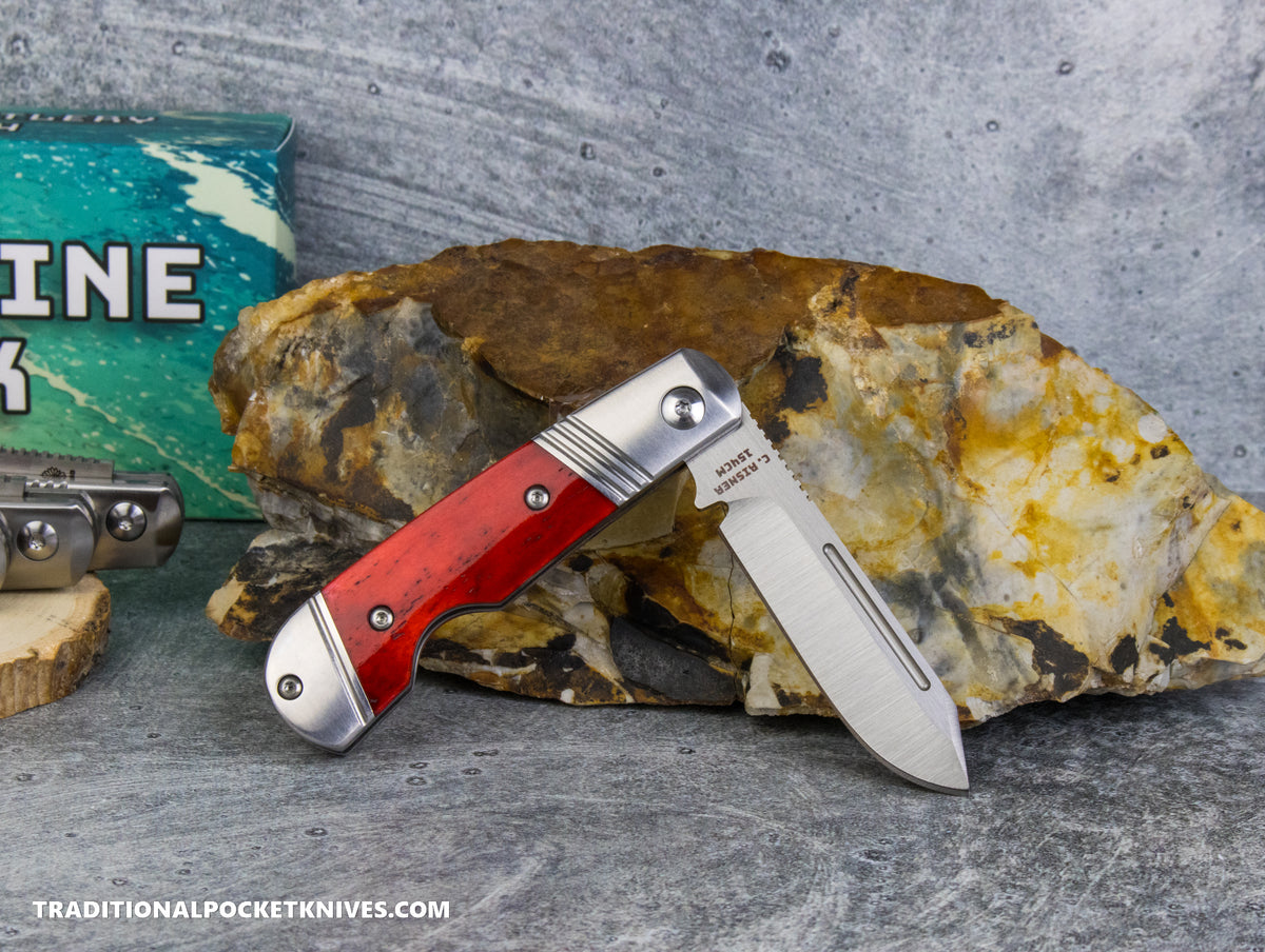 Coastline Jack: Indian Head Red Smooth Speckled Bone - Modified Spey Blade 154CM