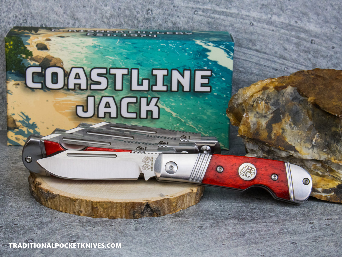 Coastline Jack: Indian Head Red Smooth Speckled Bone - Modified Spey Blade 154CM