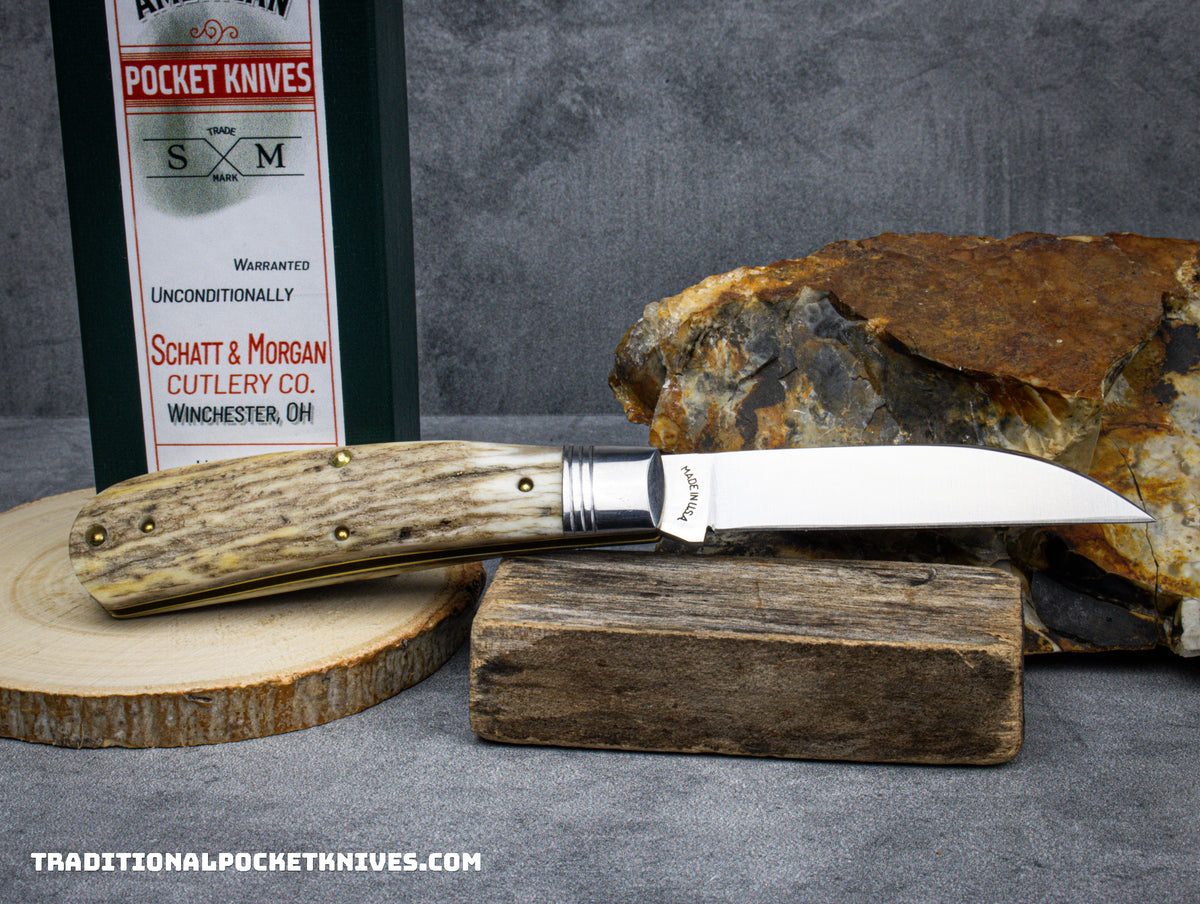 Cooper Cutlery Schatt&amp;Morgan Cutlery Swayback Clasp Knife Stag (01W)