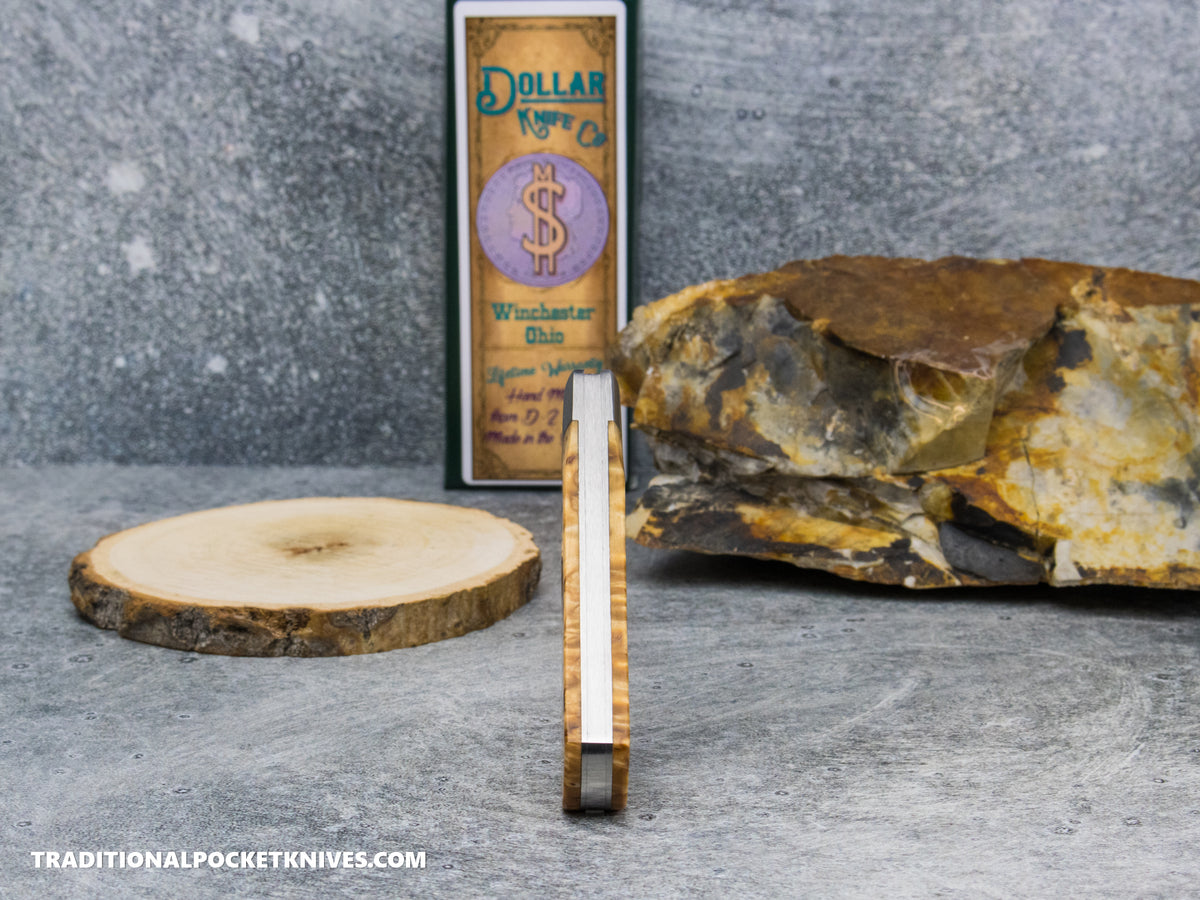 Cooper Cutlery Dollar Knife Co. Arctic Curly Burl Maple Jack Abalone Shield (ACBM PROTO) *Prototype*