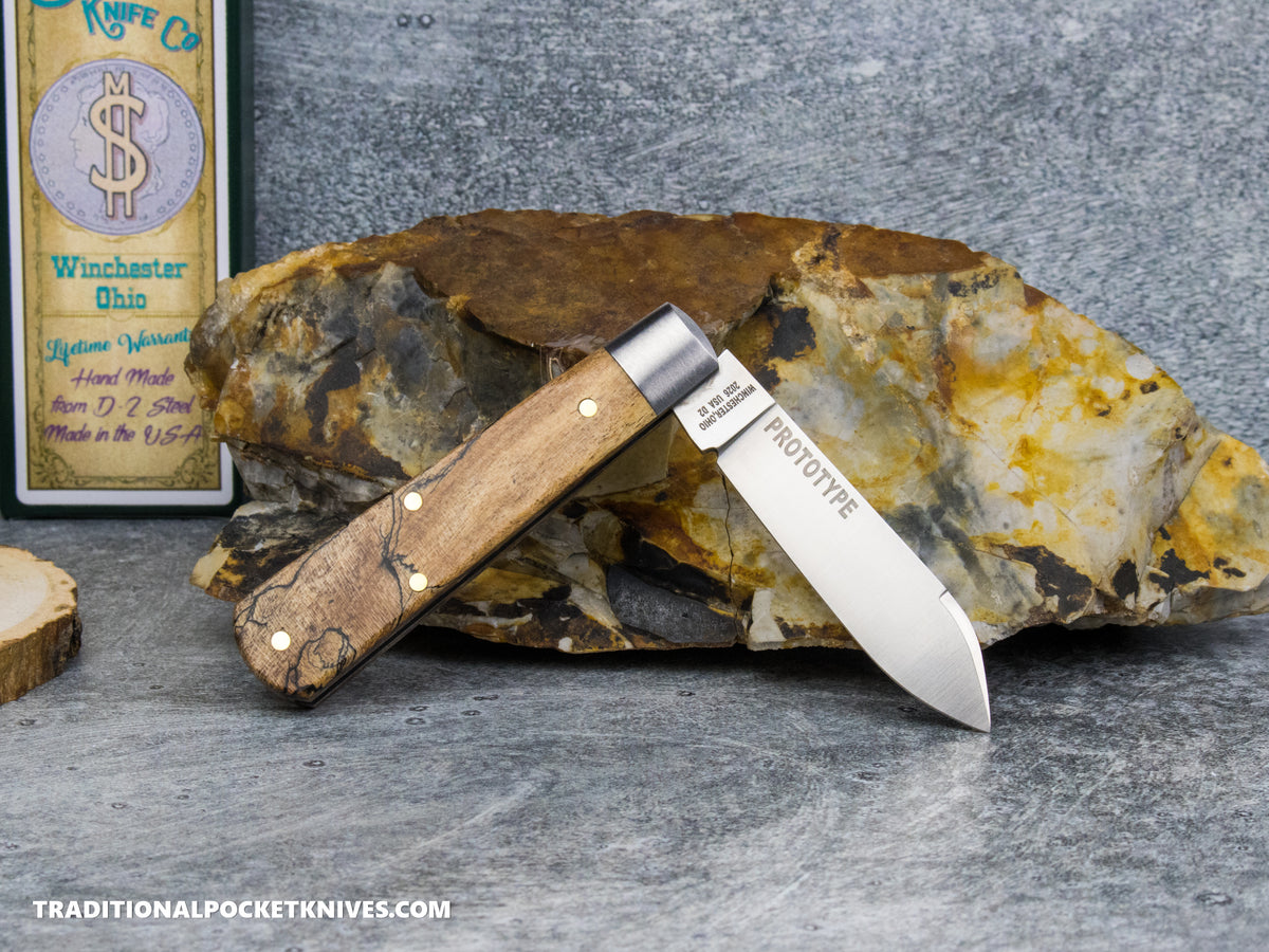 Cooper Cutlery Dollar Knife Co. Spalted Maple Jack Abalone Shield (SM PROTO) *Prototype*