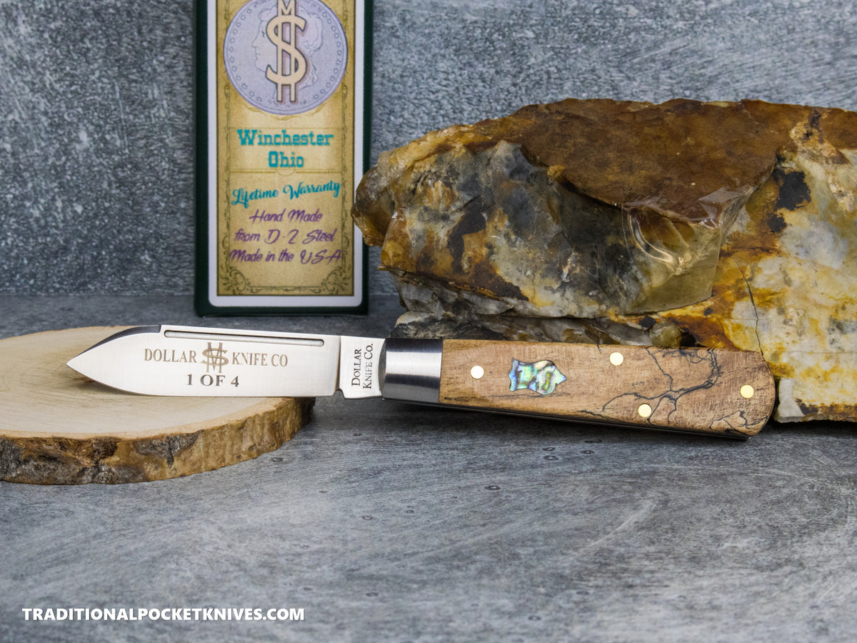 Cooper Cutlery Dollar Knife Co. Spalted Maple Jack Abalone Shield (SM PROTO) *Prototype*
