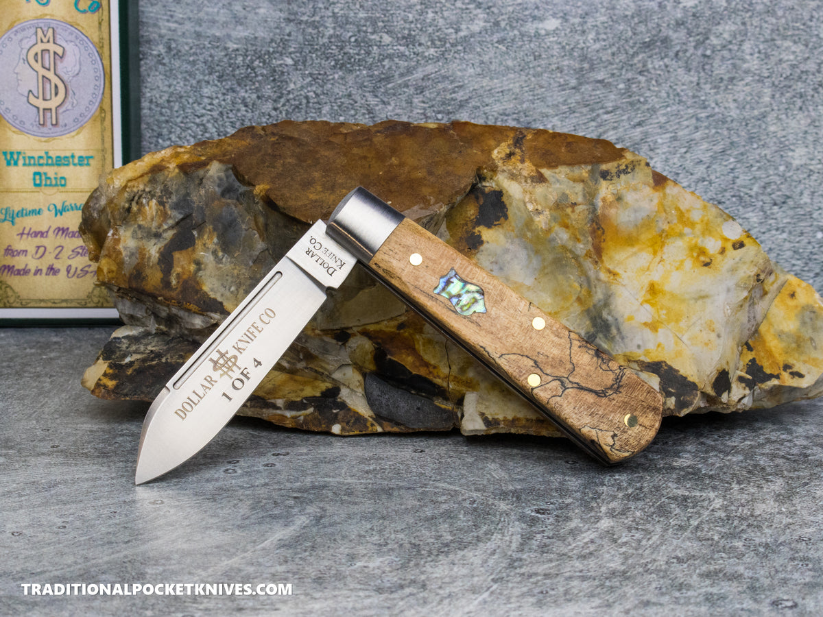 Cooper Cutlery Dollar Knife Co. Spalted Maple Jack Abalone Shield (SM PROTO) *Prototype*