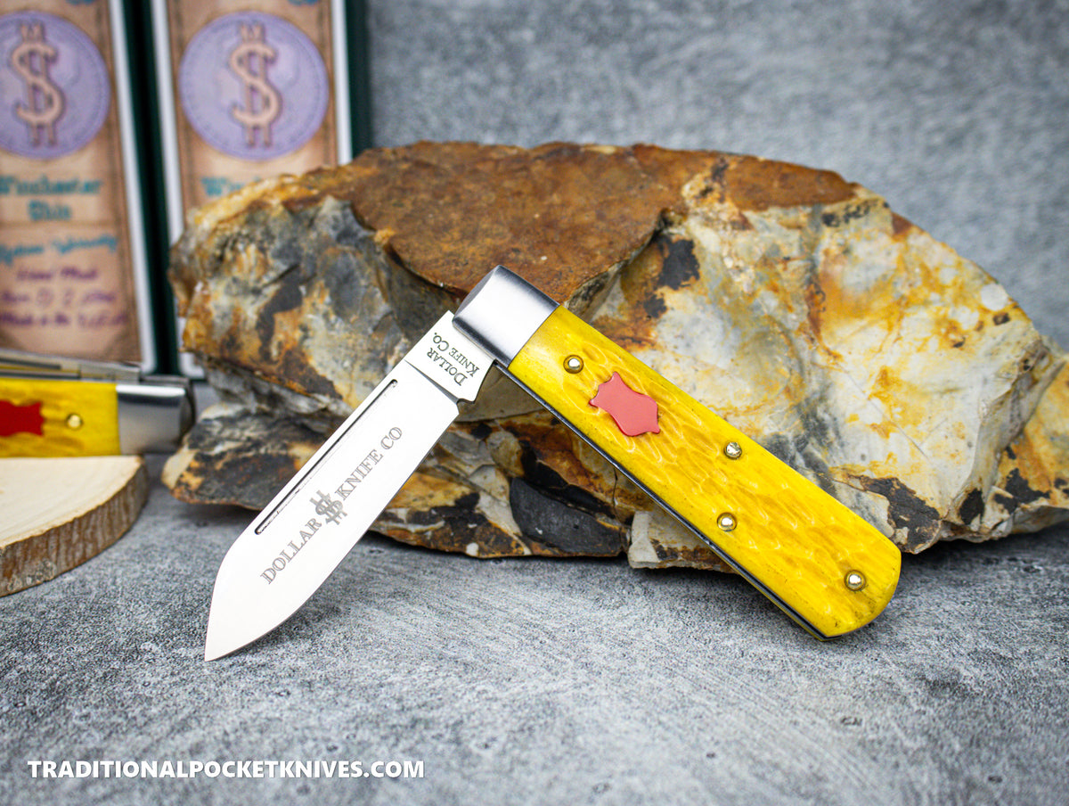 Cooper Cutlery Dollar Knife Co. Yellow Jigged Bone Red Shield Jack (YJB RS)