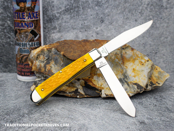 Cooper Cutlery Battle Axe Brand Yellow Jigged Bone Trapper (5219YJB ...