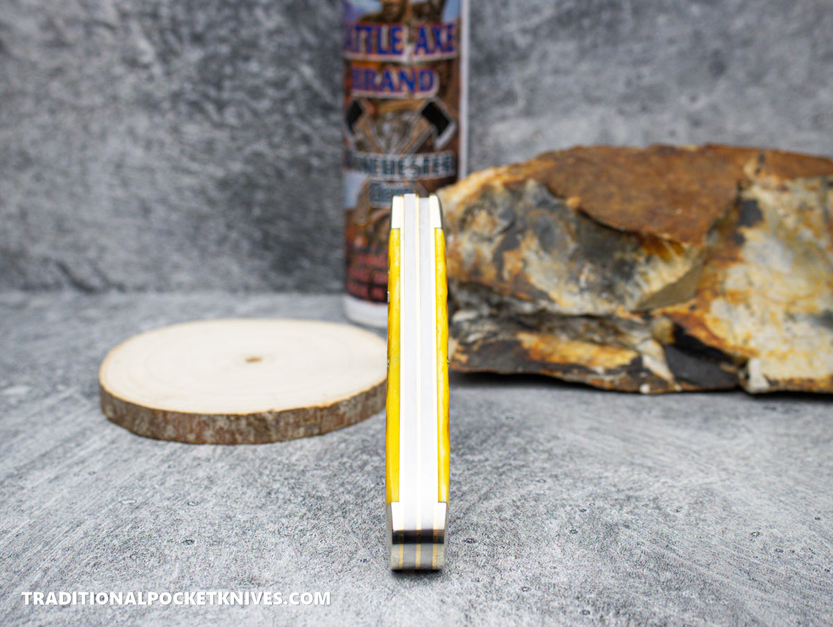 Cooper Cutlery Battle Axe Brand Yellow Jigged Bone Trapper (5219YJB)