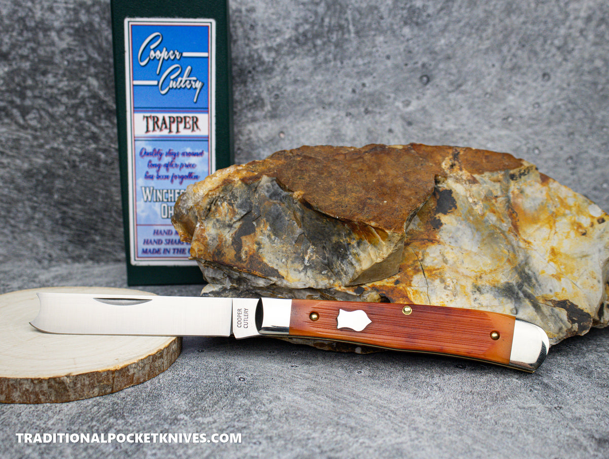 Cooper Cutlery One Arm Razor Blade Trapper Bourbon Bone Linear Cut Razor (5119BBLCZ)