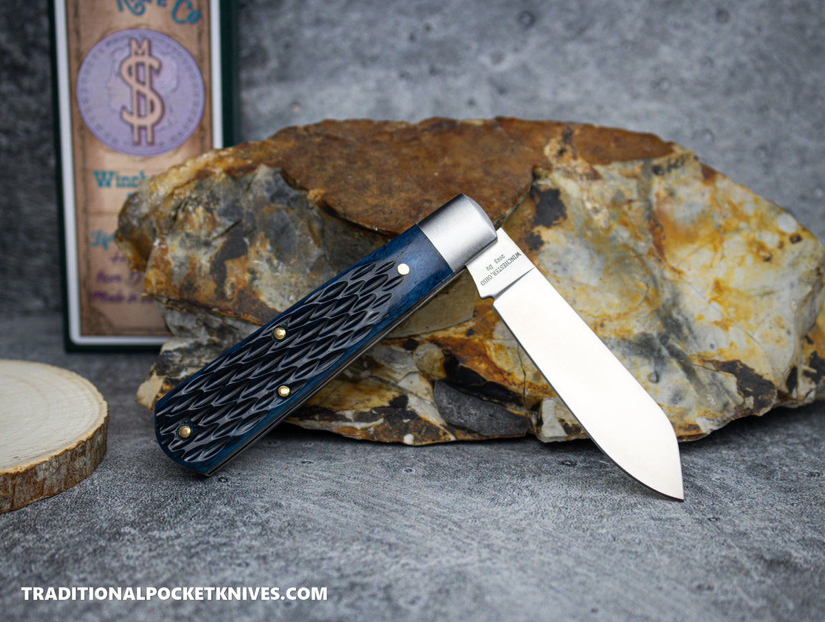 Cooper Cutlery Dollar Knife Co. Blue Jigged Bone Red Shield Jack (BJB RS)