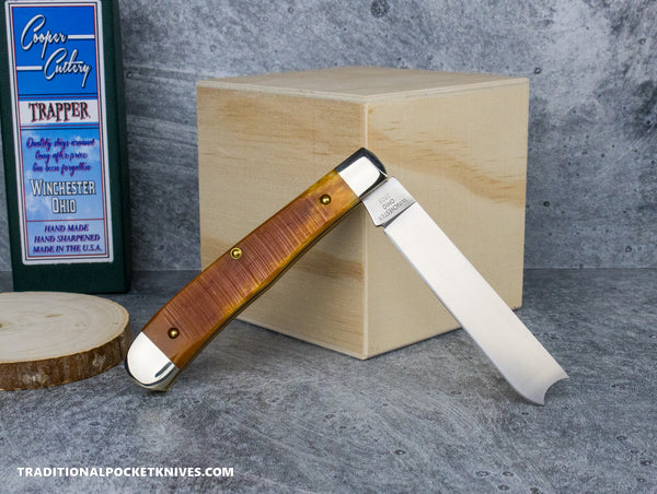 Cooper Cutlery One Arm Razor Blade Trapper Burnt Orange Sawcut Bone Ra ...