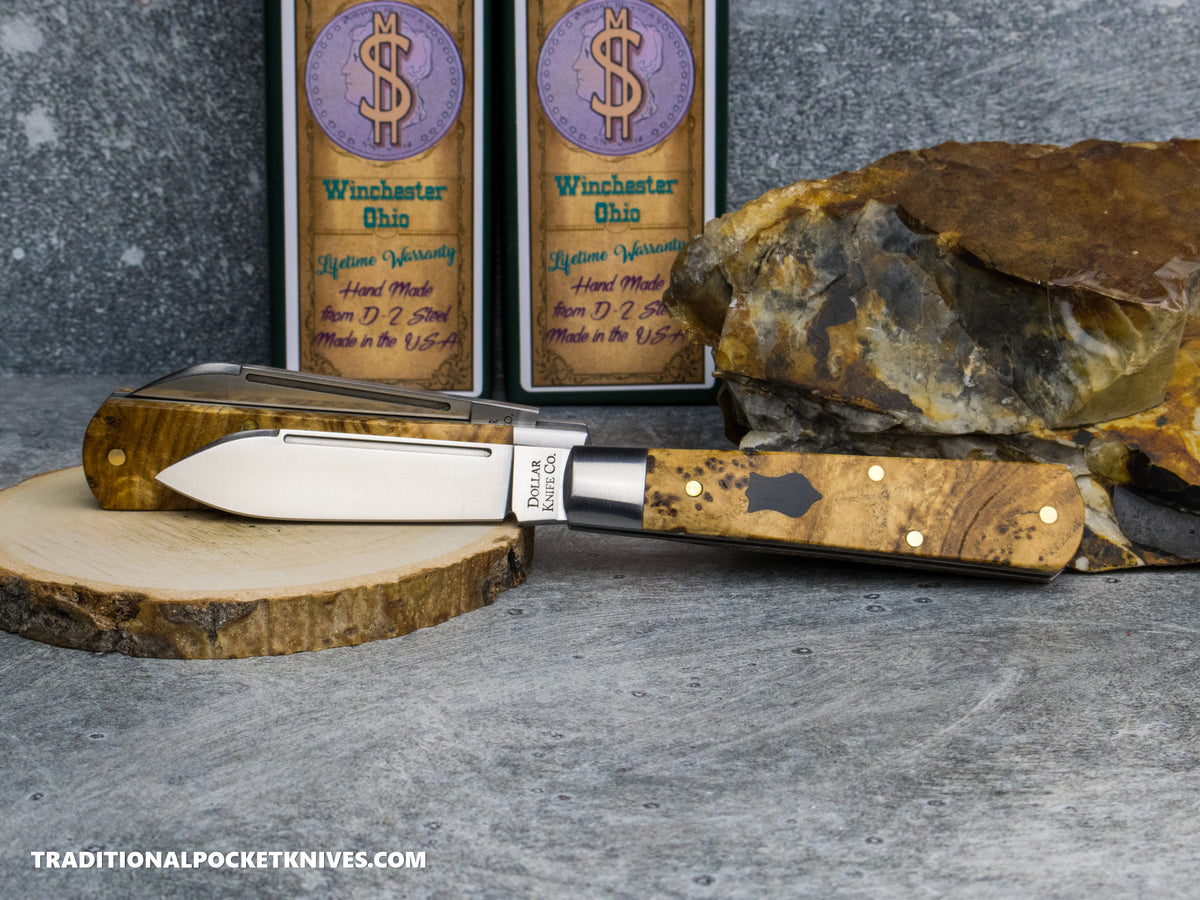 Cooper Cutlery Dollar Knife Co. Spalted Maple Jack Black Shield (SM BLS)