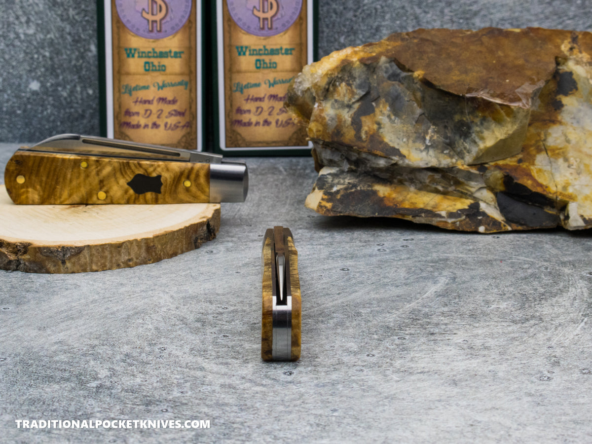 Cooper Cutlery Dollar Knife Co. Spalted Maple Jack Black Shield (SM BLS)