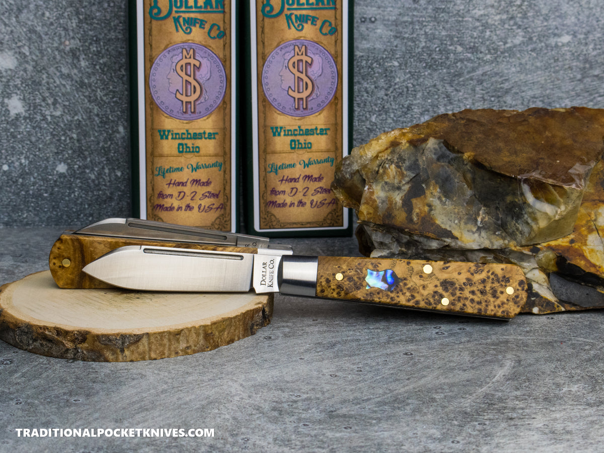 Cooper Cutlery Dollar Knife Co. Spalted Maple Jack Abalone Shield (SM AS)