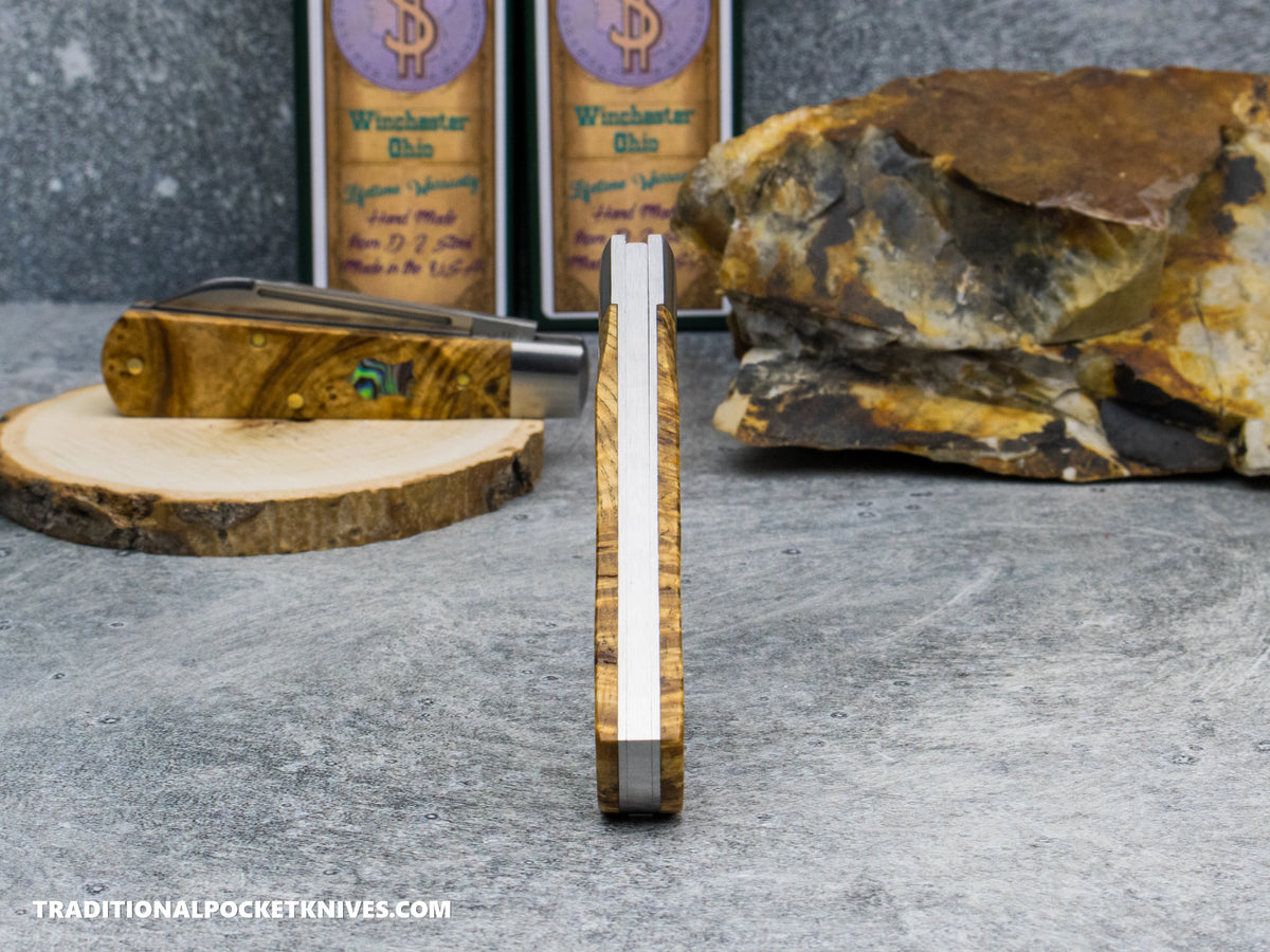 Cooper Cutlery Dollar Knife Co. Spalted Maple Jack Abalone Shield (SM AS)