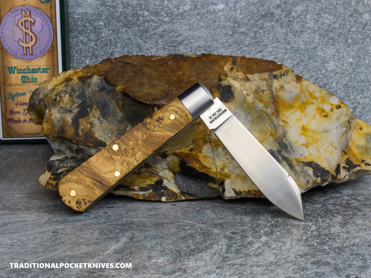 Cooper Cutlery Dollar Knife Co. Spalted Maple Jack Black Shield (SM BLS)