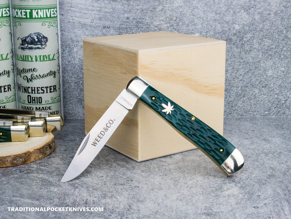 Cooper Cutlery Weed &amp; Co. Trapper Green Jigged Bone (5119 GJB)