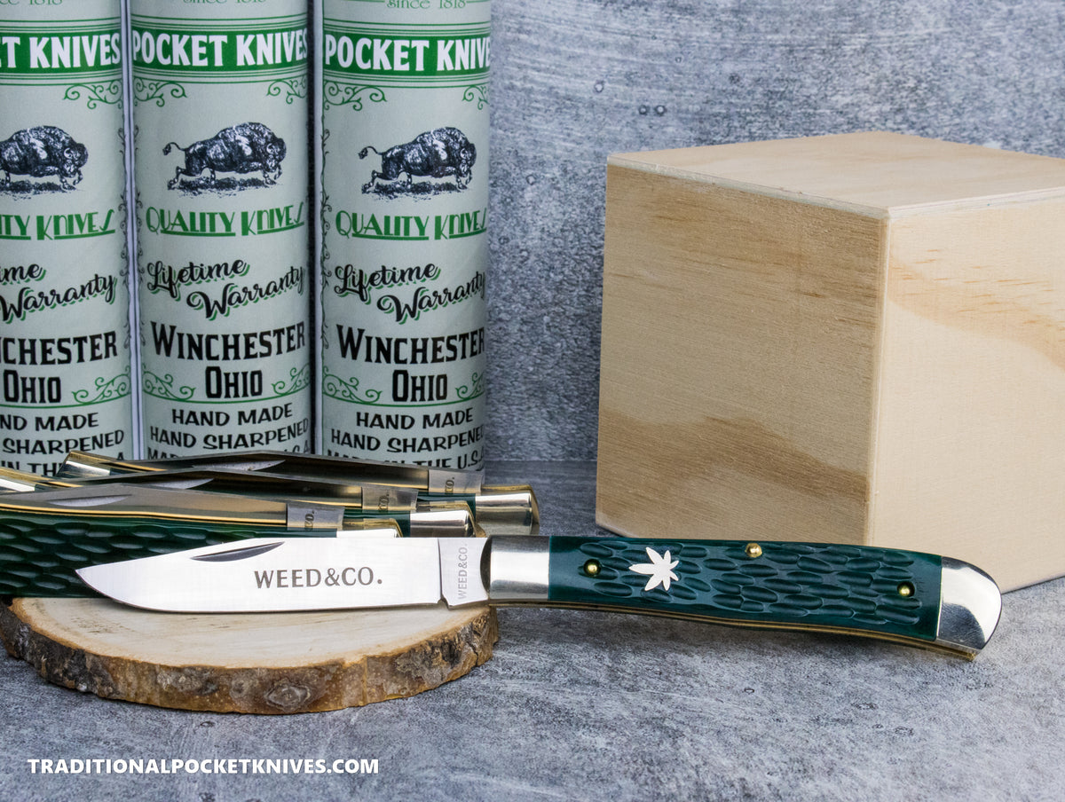 Cooper Cutlery Weed &amp; Co. Trapper Green Jigged Bone (5119 GJB)