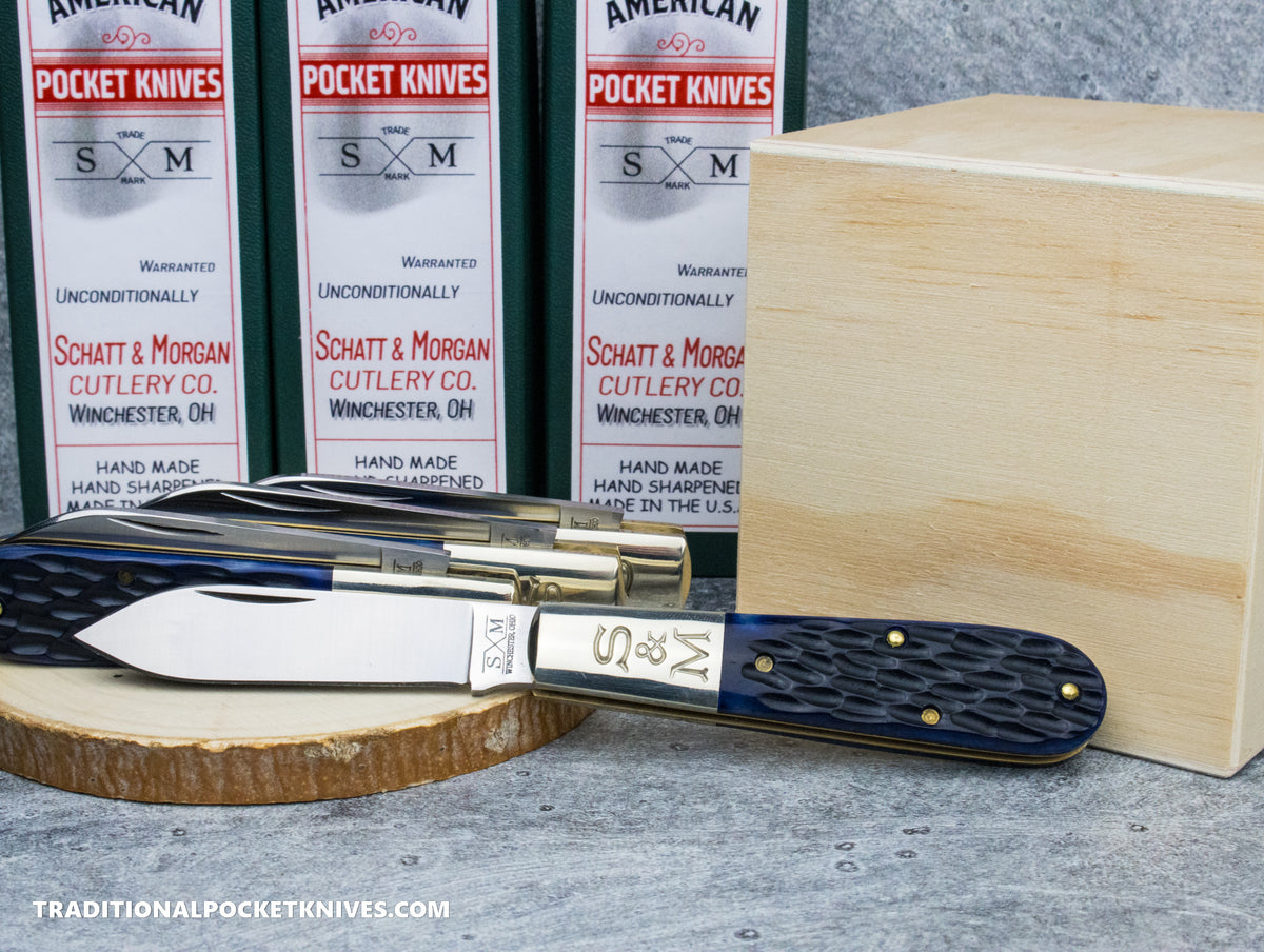 Cooper Cutlery Schatt&amp;Morgan Cutlery #69 Barlow Blue Jigged Bone (B)