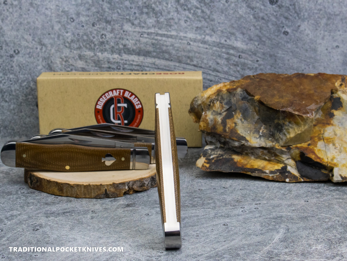 RoseCraft Blades Cumberland River Coke Bottle Light Brown Micarta (RCT026-LBM)